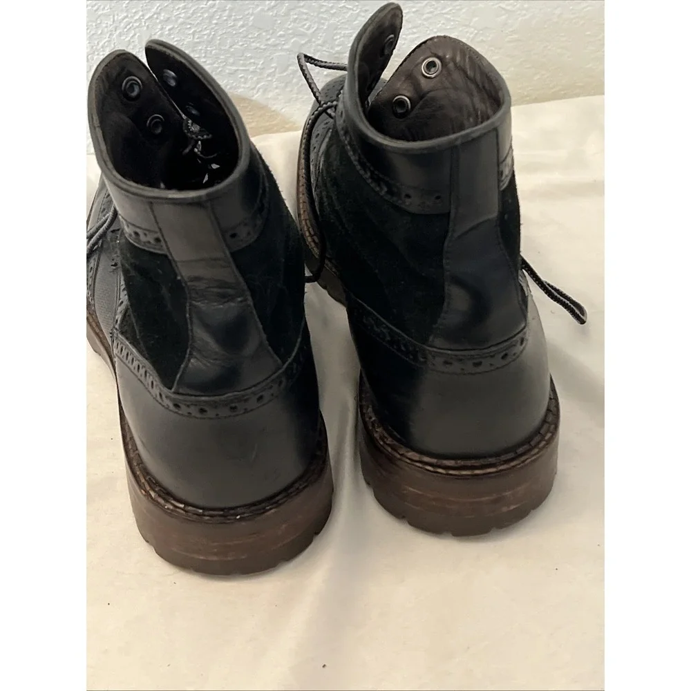 Johnston‎ & Murphy Mens 20-8935 Black Suede Leather Boots Sz 13M Greer Wingtip